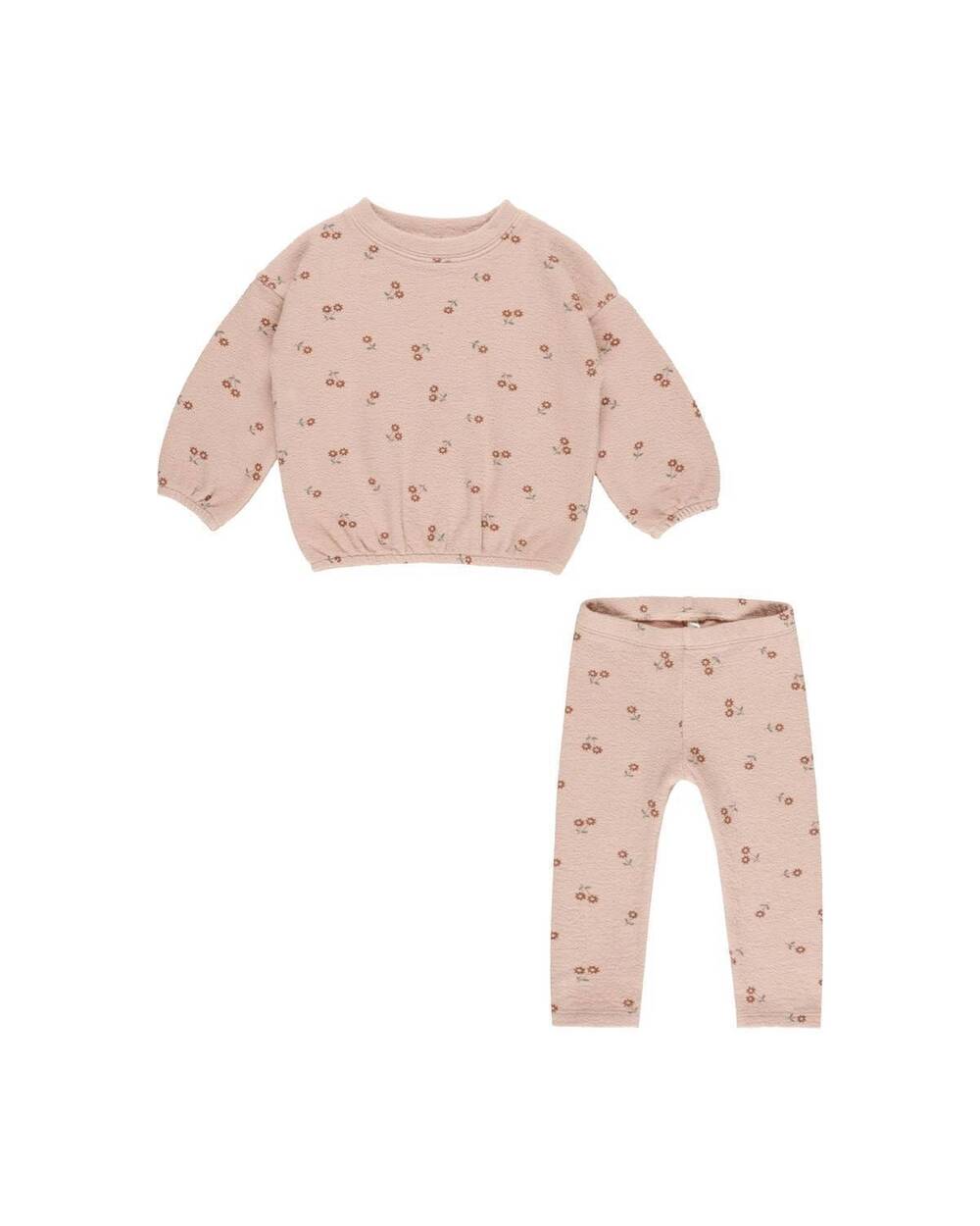 NEW RYLEE + CRU girls blossom spongey knit set in rose